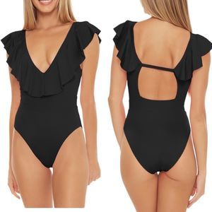 TRINA TURK Black Ruffle One Piece Swimsuit!